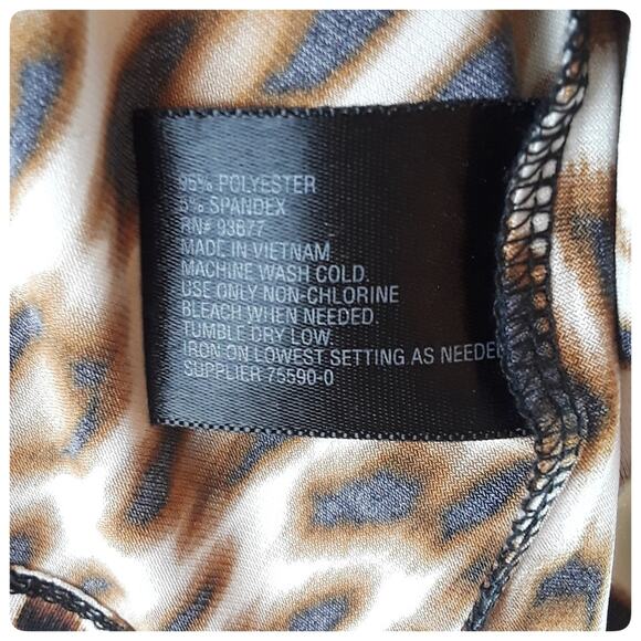 Animal Print Knit Top WORTHINGTON Short Sleeve Stretch Blouse Size M Petite Work - Picture 6 of 6